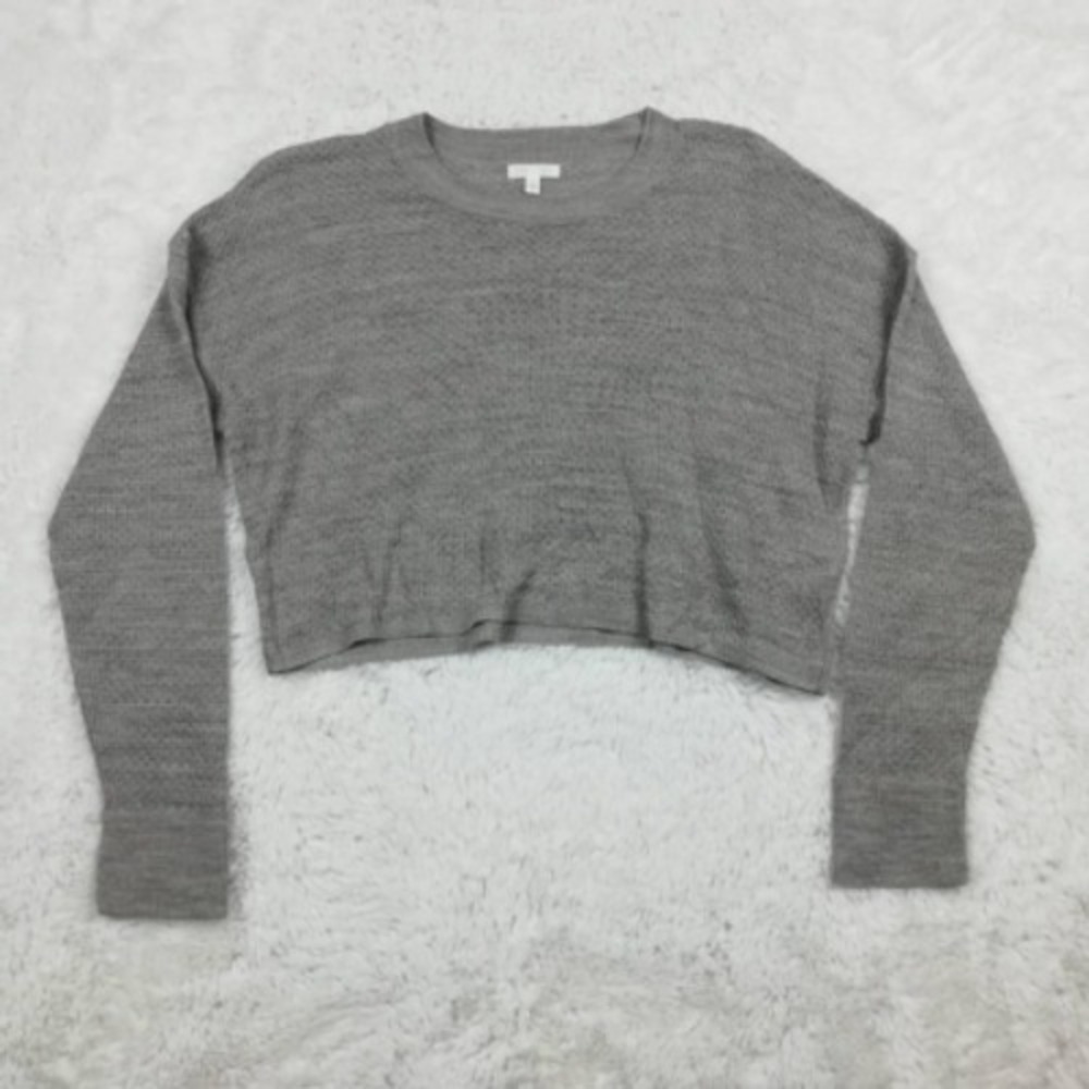 Abound Sweater Womens Cropped Gray Long Sleeve Crew Neck Thin Knit Plus 1X New